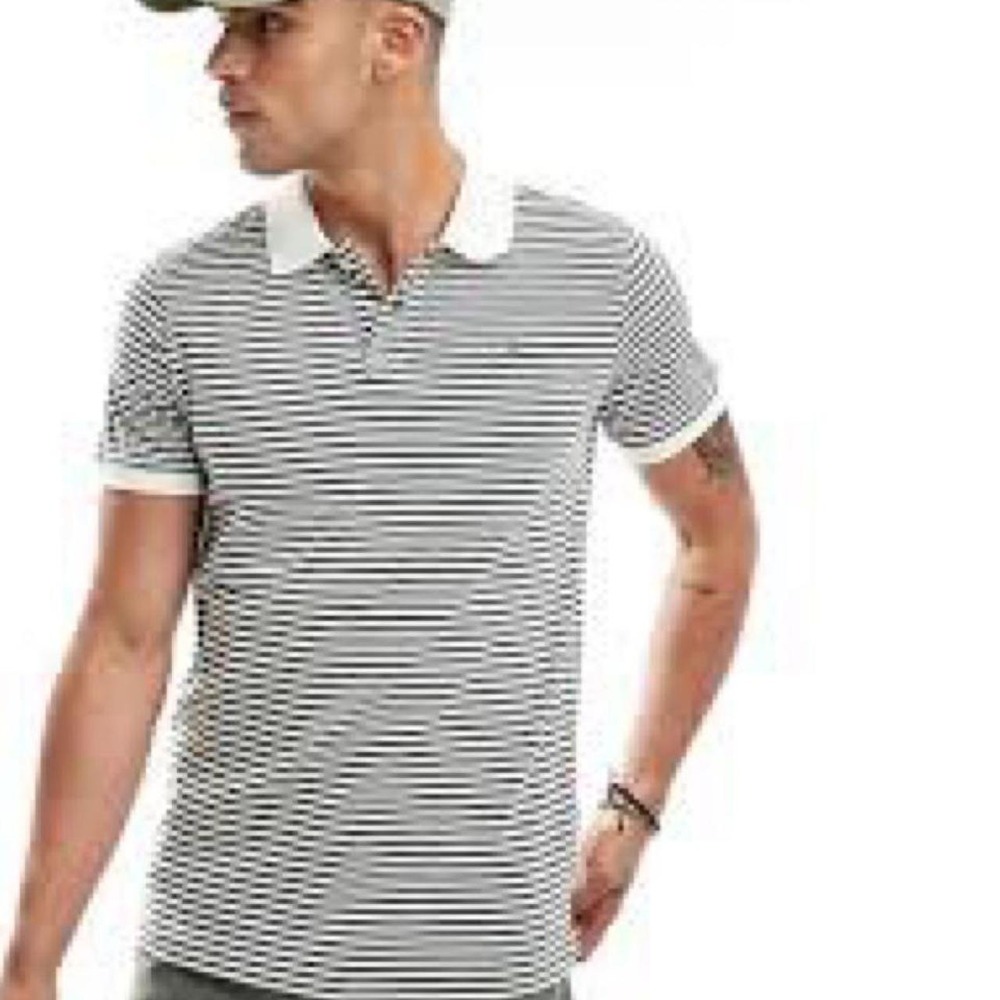 Scalpers Contrast Striped Polo Shirt XL 100% Cotton Spanish Designer Skull